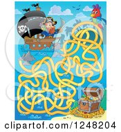 Poster, Art Print Of Pirate Ship And Treasure Chest Maze