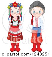 Cute Ukrainian Children In Traditional Dress