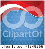 Clipart Of An American Stars And Stripes Background With A Wave And Text Space Royalty Free Vector Illustration