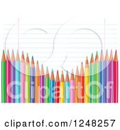Poster, Art Print Of Wave Of Colored Pencils Over Ruled School Paper