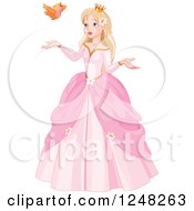Poster, Art Print Of Blond Princess With A Summer Bird
