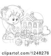 Poster, Art Print Of Black And White Girl Playing With Toys At A Doll House