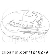 Poster, Art Print Of Black And White Commercial Plane Flying