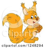 Cute Squirrel Holding A Nut