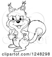 Clipart Of A Black And White Skeptical Squirrel Royalty Free Vector Illustration by dero