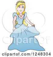 Poster, Art Print Of Blond Princess In A Blue Gown