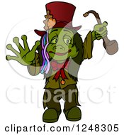 Clipart Of A Water Goblin Holding A Pipe Royalty Free Vector Illustration