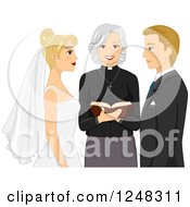 Poster, Art Print Of Clergy Woman Marrying A Blond Caucasian Couple