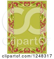 Poster, Art Print Of Vintage Floral Frame In Green And Red