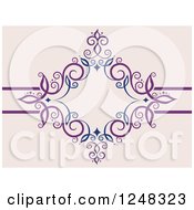 Clipart Of A Purple And Blue Swirl And Diamond Frame Royalty Free Vector Illustration by BNP Design Studio