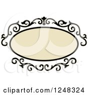 Clipart Of A Tan Oval Frame With Swirls Royalty Free Vector Illustration