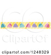 Clipart Of A Border Of Baby Hats Over Yellow Stripes Royalty Free Vector Illustration