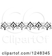 Clipart of a Black and White Floral Bell Flowers Border - Royalty