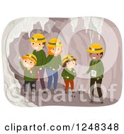Clipart Of A Family And Guide Taking A Cave Tour Royalty Free Vector Illustration