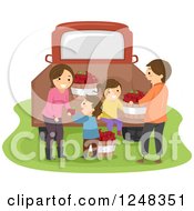 Poster, Art Print Of Happy Farm Family With Apple Bushels At A Truck