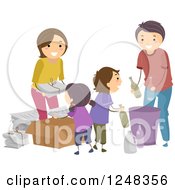Poster, Art Print Of Happy Family Recycling Products