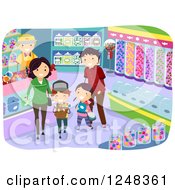 Happy Family Buying Candy In A Shop