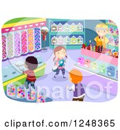 Poster, Art Print Of Happy Diverse Children In A Candy Store