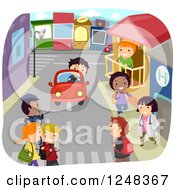 Poster, Art Print Of Happy Diverse Children On A Community Street