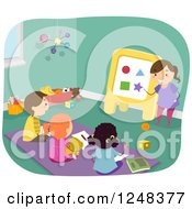 Poster, Art Print Of Girl Pretending To Be A Teacher And Friends Learning Shapes