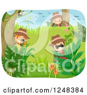 Clipart Of Children Exploring A Jungle Royalty Free Vector Illustration by BNP Design Studio