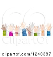 Poster, Art Print Of Border Of Diverse Children Holding Up Their Hands