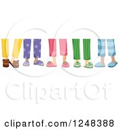 Poster, Art Print Of Legs Of Chilren In Pajamas And Slippers