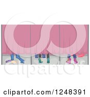 Poster, Art Print Of Feet Of Girls Trying On Clothes In A Fitting Room