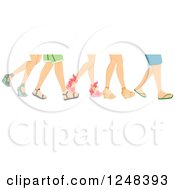 Poster, Art Print Of Legs Of Walking People In Summer Footwear