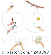 Poster, Art Print Of Border Of Hands Doing Gardening Sewing Painting And Other Hobbies
