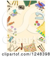 Tan Background Bordered With Arts And Crafts Items