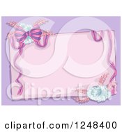 Clipart Of A Note Card With Flowers And Bows Royalty Free Vector Illustration