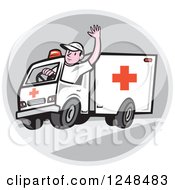 Poster, Art Print Of Cartoon Ambulance Driver Waving In A Circle