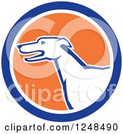 Poster, Art Print Of Cartoon Greyhound Dog In Profile In A Circle