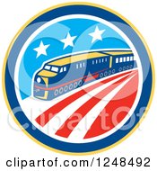 Poster, Art Print Of Retro Diesel Train In An American Circle