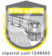 Poster, Art Print Of Retro Steam Train In A Gray And Yellow Shield