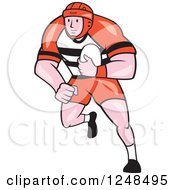 Poster, Art Print Of Cartoon Male Rugby Player Running