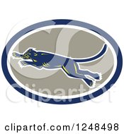 Poster, Art Print Of Retro Leaping Panther In An Oval