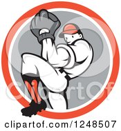 Clipart Of A Cartoon Baseball Player Pitching In A Circle Royalty Free Vector Illustration by patrimonio
