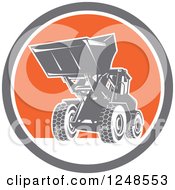 Clipart Of A Retro Front End Loader Digger Machine In A Circle Royalty Free Vector Illustration by patrimonio