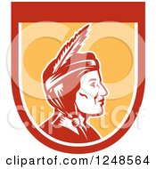 Clipart Of A Retro Native American Indian Woman In Profile In A Shield Royalty Free Vector Illustration