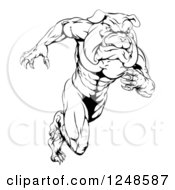 Poster, Art Print Of Black And White Muscular Bulldog Mascot Running Upright