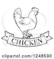 Clipart Of A Black And White Chicken Food Banner And Bird Royalty Free Vector Illustration