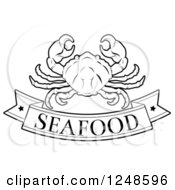 Poster, Art Print Of Black And White Pork Seafood Banner And Crab