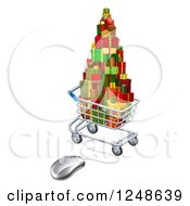 Poster, Art Print Of 3d Online Shopping Cart With Christmas Presents