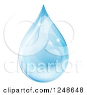 3d Blue Water Drop With Reflections