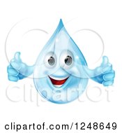 3d Blue Water Drop Character Holding Two Thumbs Up