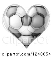 Clipart Of A Grayscale Heart Shaped Soccer Ball Royalty Free Vector Illustration