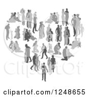 Poster, Art Print Of Grayscale Heart Made Of Silhouetted Family Memebers In Different Poses