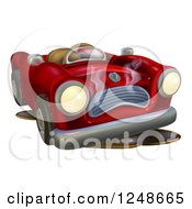 Poster, Art Print Of Red Car Character Broken Down With Oil
